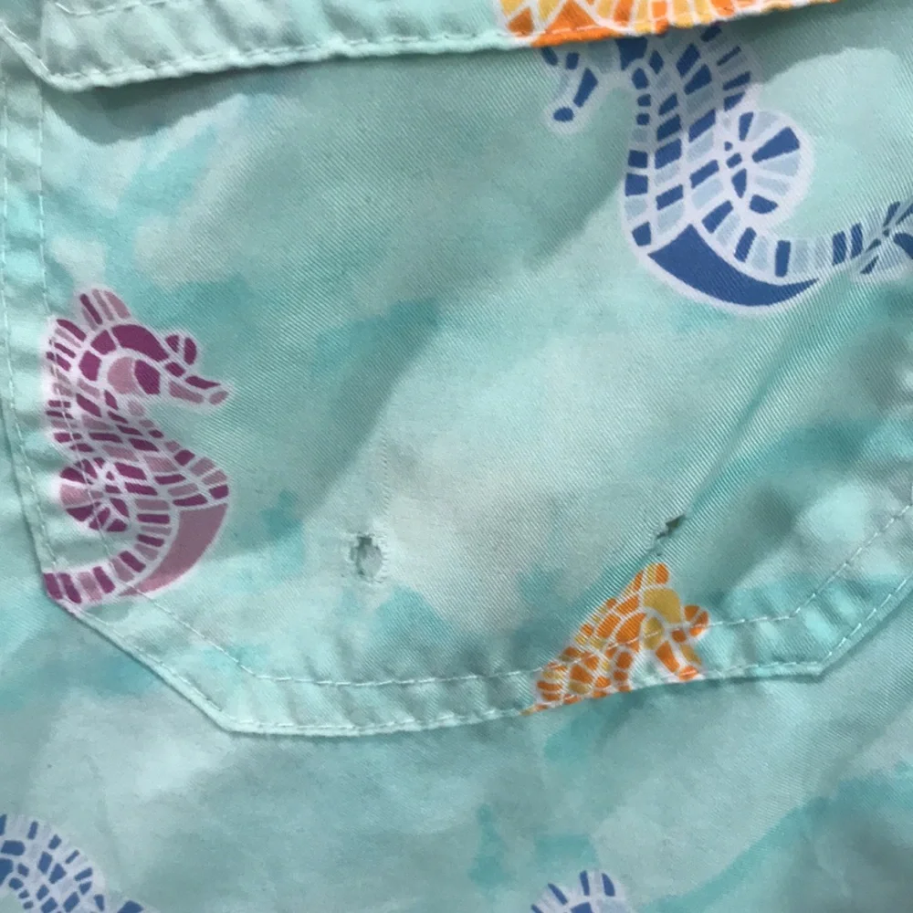 Peter Millar Swim Trunks Mens‎ 38 Green Sea Horses Resortwear Beach Coastal Boho
